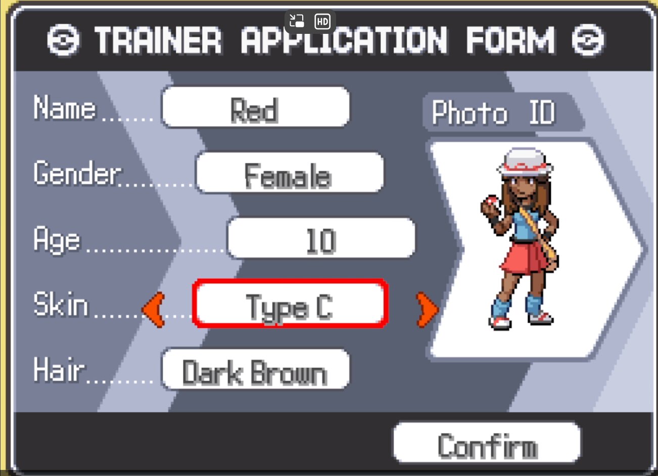 Character Customization Demo in Pokeon Infinite Fusion